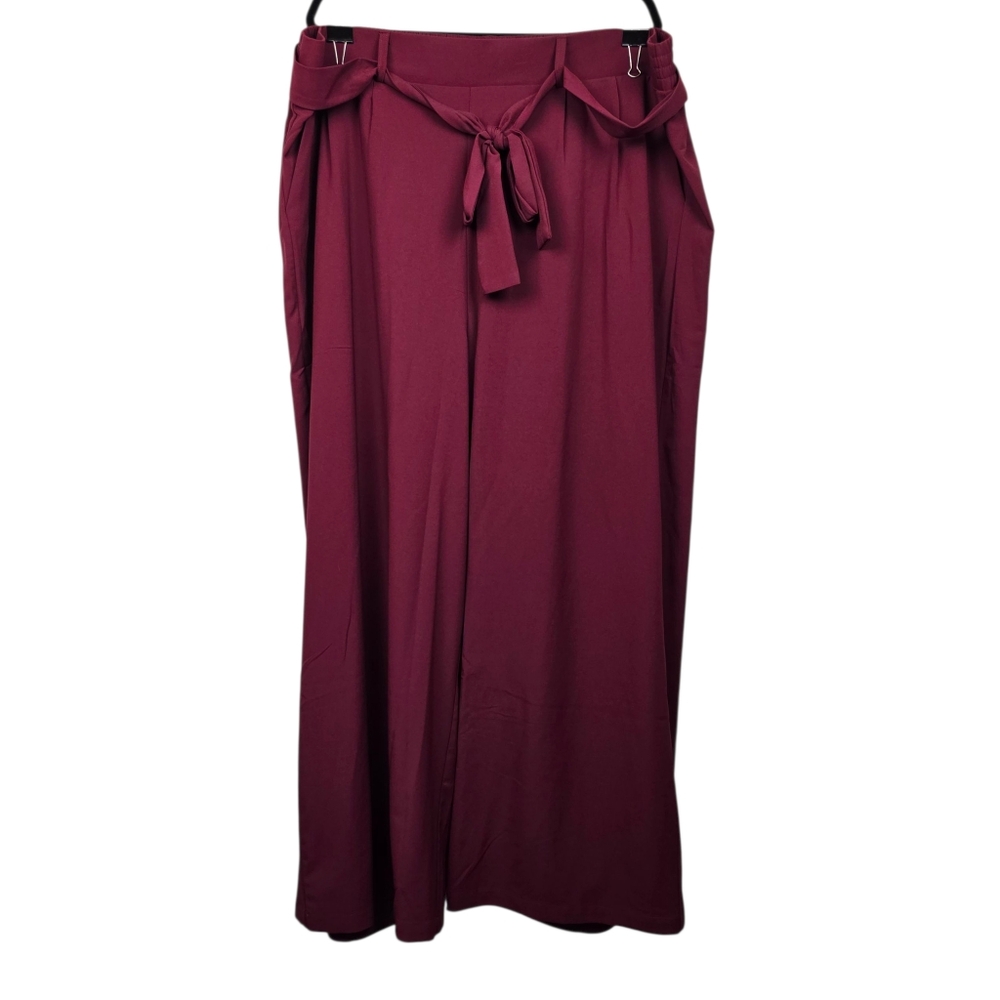 Torrid Womens Burgundy High Waist Belted Wide Leg Pull-On Pants Size 4X NWT